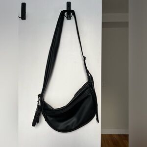Black Crossbody Bag Half Moon with Detachable Airpod Pouch (Korean brand)